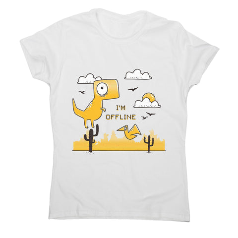 Funny  jumping dino I am offline women's t-shirt - Graphic Gear
