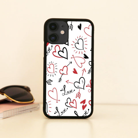 Hearts pattern design illustration case cover for iPhone 11 11pro max xs xr x - Graphic Gear
