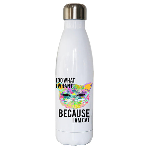 Cat coloring illustration abstract design water bottle stainless steel reusable - Graphic Gear