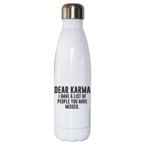 Dear karma funny rude offensive water bottle stainless steel reusable - Graphic Gear