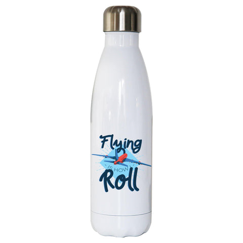 Flying airplane funny water bottle stainless steel reusable - Graphic Gear