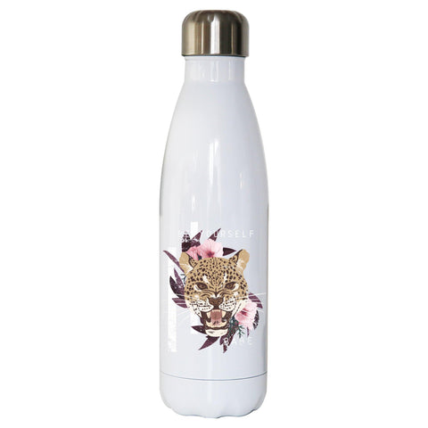 Leopard head illustration design water bottle stainless steel reusable - Graphic Gear