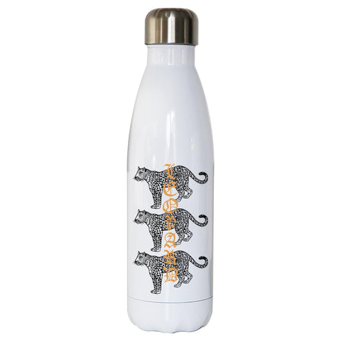 Leopard illustration graphic design water bottle stainless steel reusable - Graphic Gear