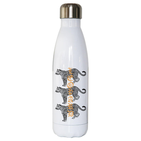 Leopard illustration graphic design water bottle stainless steel reusable - Graphic Gear