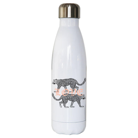 Love leopard print inspirational graphic design water bottle stainless steel reusable - Graphic Gear