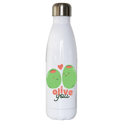 Olive you funny design water bottle stainless steel reusable - Graphic Gear