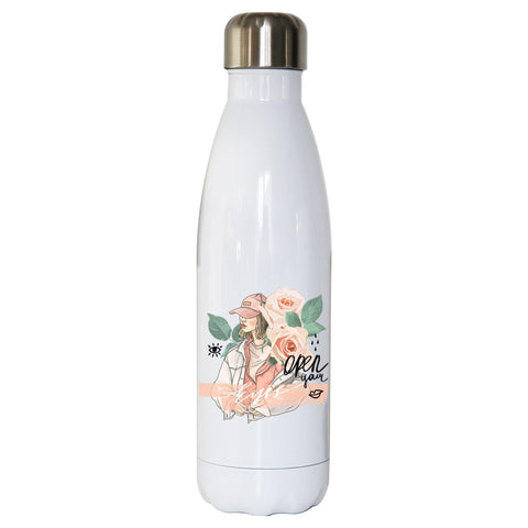 Open your eyes illustration design water bottle stainless steel reusable - Graphic Gear