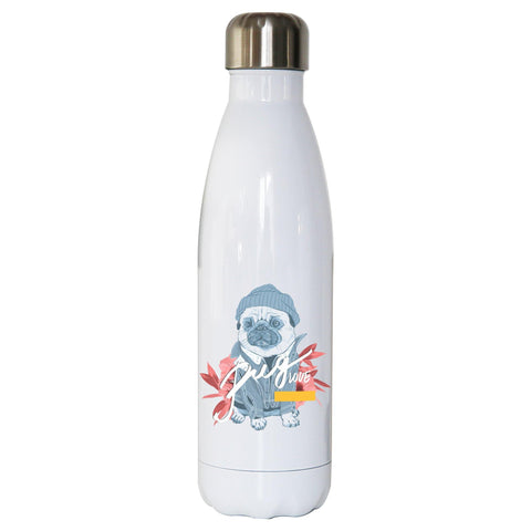 Pug love funny design water bottle stainless steel reusable - Graphic Gear