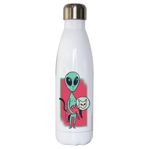 Space alien cute cat funny Water bottle stainless steel reusable - Graphic Gear