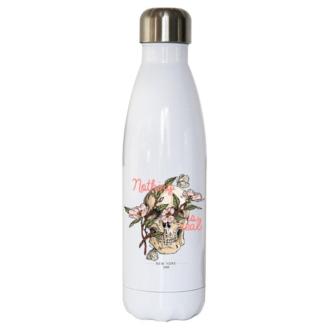 Skull flower abstract illustration water bottle stainless steel reusable - Graphic Gear