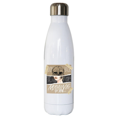 Skull girl abstract art design water bottle stainless steel reusable - Graphic Gear