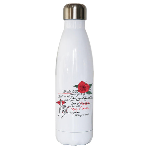 Stay brave writing design water bottle stainless steel reusable - Graphic Gear