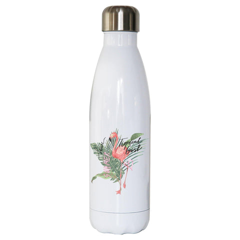 Tropical girl flamingo design water bottle stainless steel reusable - Graphic Gear