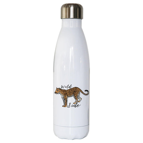 Wildside leopard print illustration graphic design water bottle stainless steel reusable - Graphic Gear