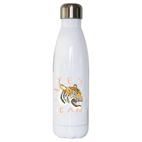 Yes you can tiger illustration graphic design water bottle stainless steel reusable - Graphic Gear