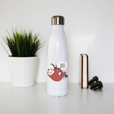 Cute sloth funny illustration water bottle stainless steel reusable - Graphic Gear