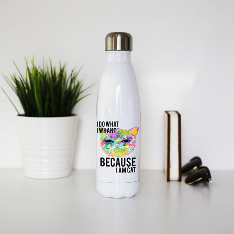 Cat coloring illustration abstract design water bottle stainless steel reusable - Graphic Gear