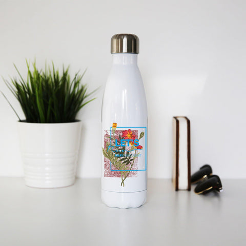 Flower illustration abstract design water bottle stainless steel reusable - Graphic Gear