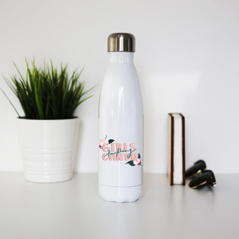 Girls can do inspirational illustration design water bottle stainless steel reusable - Graphic Gear