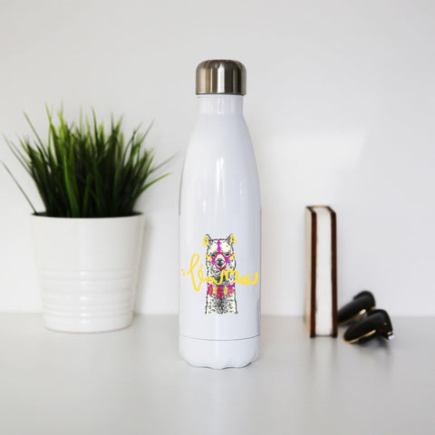 Graphic llama illustration design water bottle stainless steel reusable - Graphic Gear