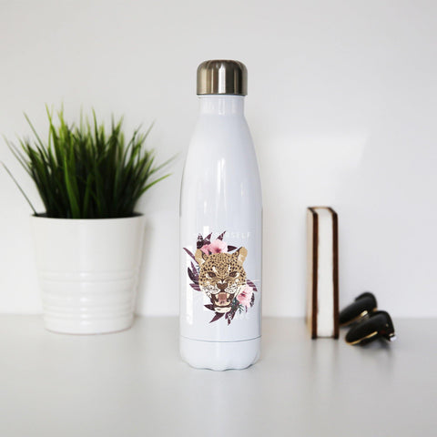 Leopard head illustration design water bottle stainless steel reusable - Graphic Gear