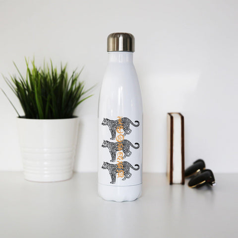 Leopard illustration graphic design water bottle stainless steel reusable - Graphic Gear