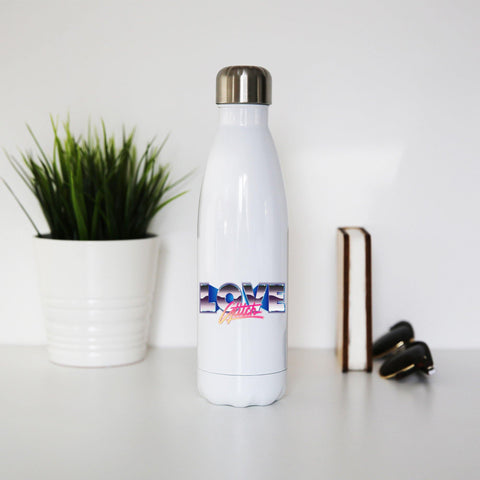 Love glitch retro illustration water bottle stainless steel reusable - Graphic Gear