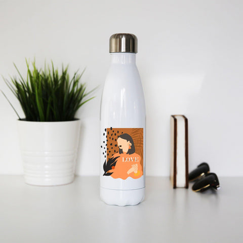 Love yourself illustration design water bottle stainless steel reusable - Graphic Gear