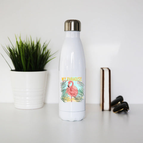 My paradise flamingo illustration water bottle stainless steel reusable - Graphic Gear