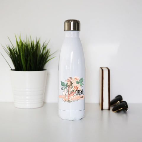 Open your eyes illustration design water bottle stainless steel reusable - Graphic Gear
