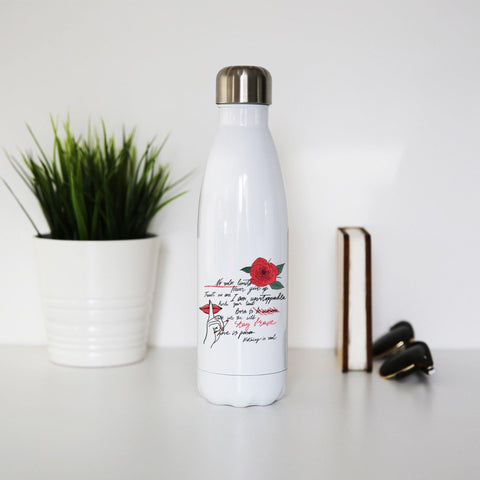 Stay brave writing design water bottle stainless steel reusable - Graphic Gear