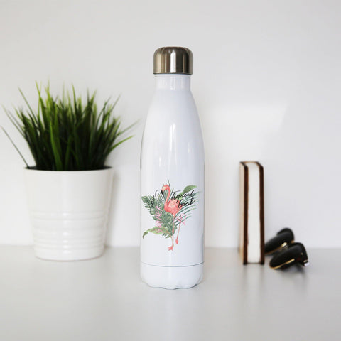 Tropical girl flamingo design water bottle stainless steel reusable - Graphic Gear
