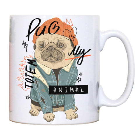 Totem funny pug design mug coffee tea cup - Graphic Gear