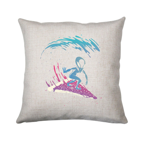 Pizza surfing alien funny illustration cushion cover pillowcase linen home decor - Graphic Gear