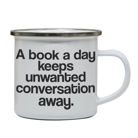A book a day funny reading enamel camping mug outdoor cup - Graphic Gear