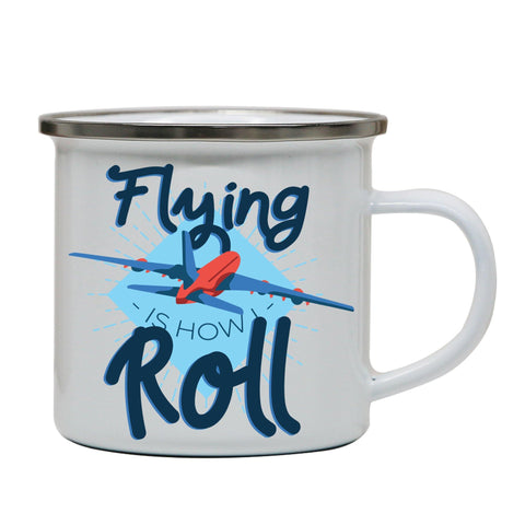 Flying airplane funny enamel camping mug outdoor cup - Graphic Gear