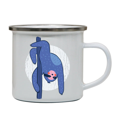Pole dance sloth funny enamel camping mug outdoor cup - Graphic Gear