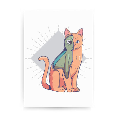 Alien cat funny costume print poster wall art decor - Graphic Gear