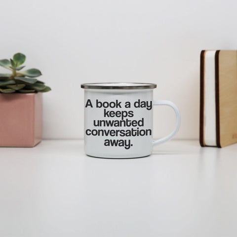 A book a day funny reading enamel camping mug outdoor cup - Graphic Gear