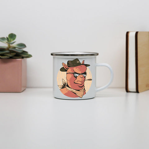 Cowboy alpaca illustration design enamel camping mug outdoor cup - Graphic Gear