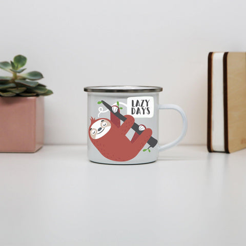 Cute sloth funny illustration enamel camping mug outdoor cup - Graphic Gear
