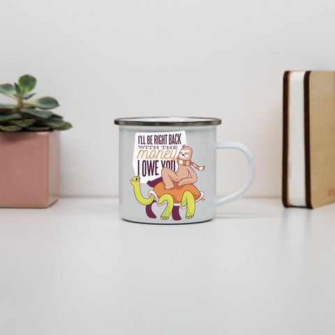 Sloth lettering funny enamel camping mug outdoor cup - Graphic Gear