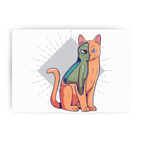 Alien cat funny costume print poster wall art decor - Graphic Gear