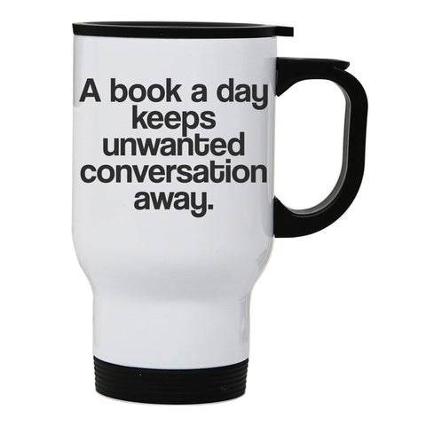 A book a day funny reading stainless steel travel mug eco cup - Graphic Gear