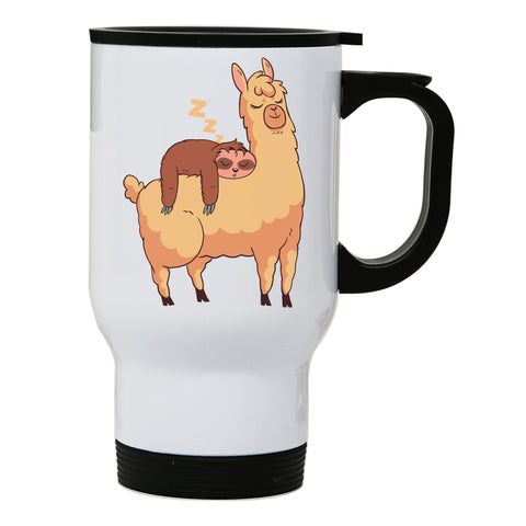 Sloth riding llama funny Stainless Steel Travel Mug Eco Cup - Graphic Gear