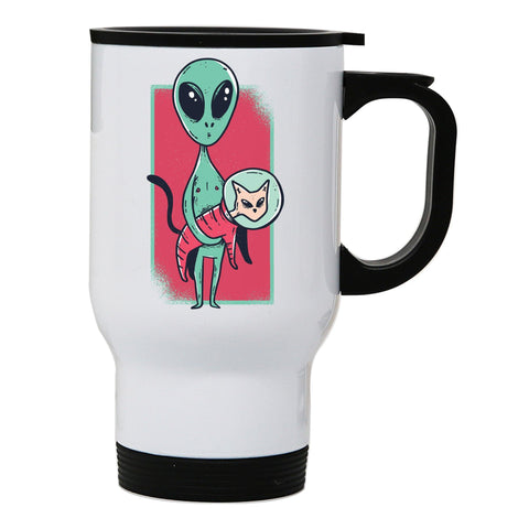 Space alien cute cat funny stainless steel travel mug eco cup - Graphic Gear