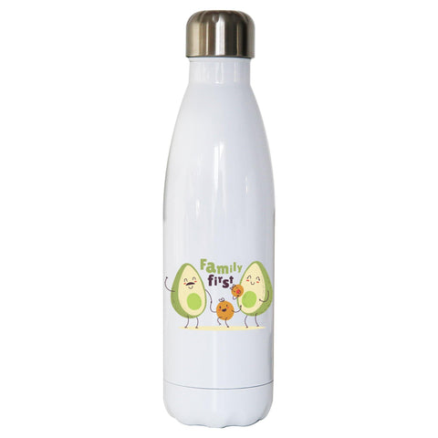 Cute avocado family funny food quote water bottle stainless steel reusable - Graphic Gear