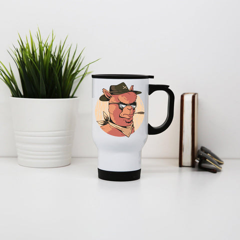 Cowboy alpaca illustration design stainless steel travel mug eco cup - Graphic Gear