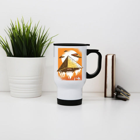 Pyramid ufo funny stainless steel travel mug eco cup - Graphic Gear