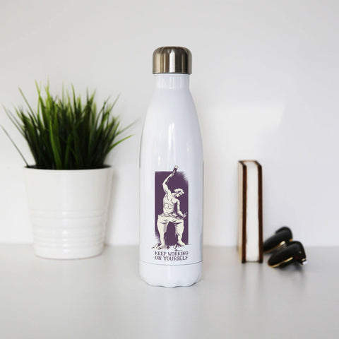 Personal growth motivation sculpture stoicism water bottle stainless steel reusable - Graphic Gear